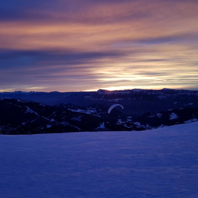 Coucher de soleil au Collet d'Allevard en hiver