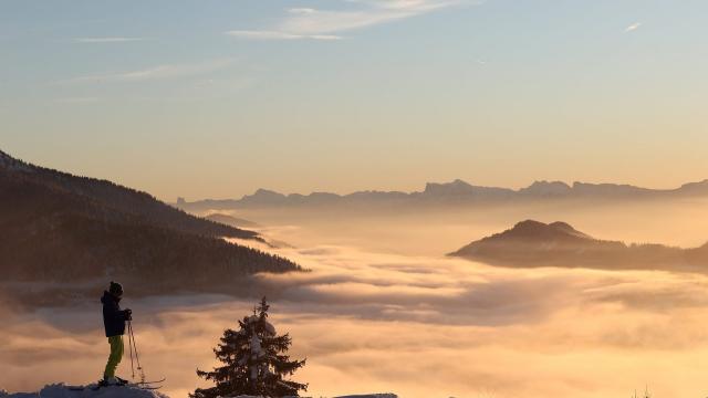 Coucher de soleil au Collet en hiver