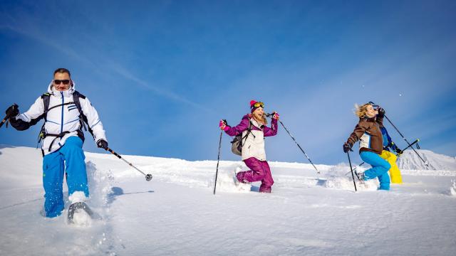 Descente en raquettes au Collet